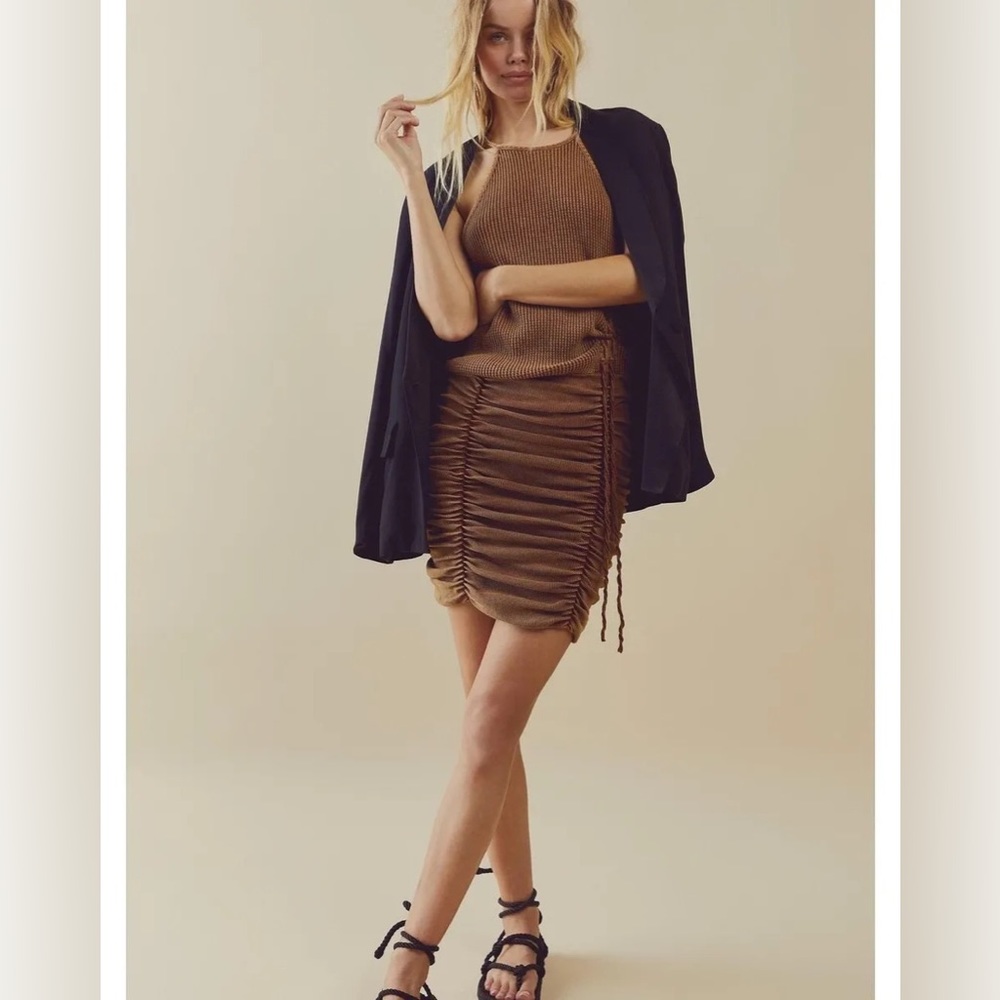 Elegant Brown Ruched Dress